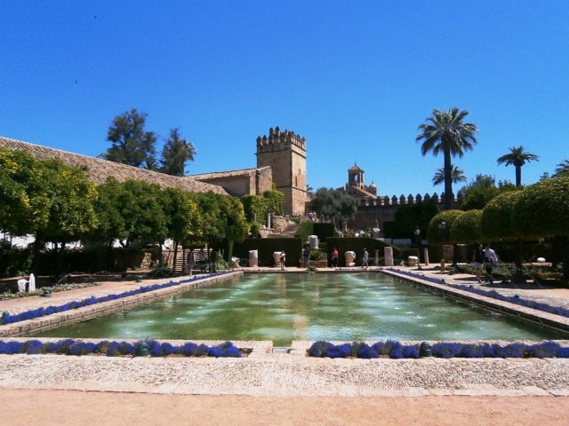 One of the many pools in the gardens of the Alcazar Palace.